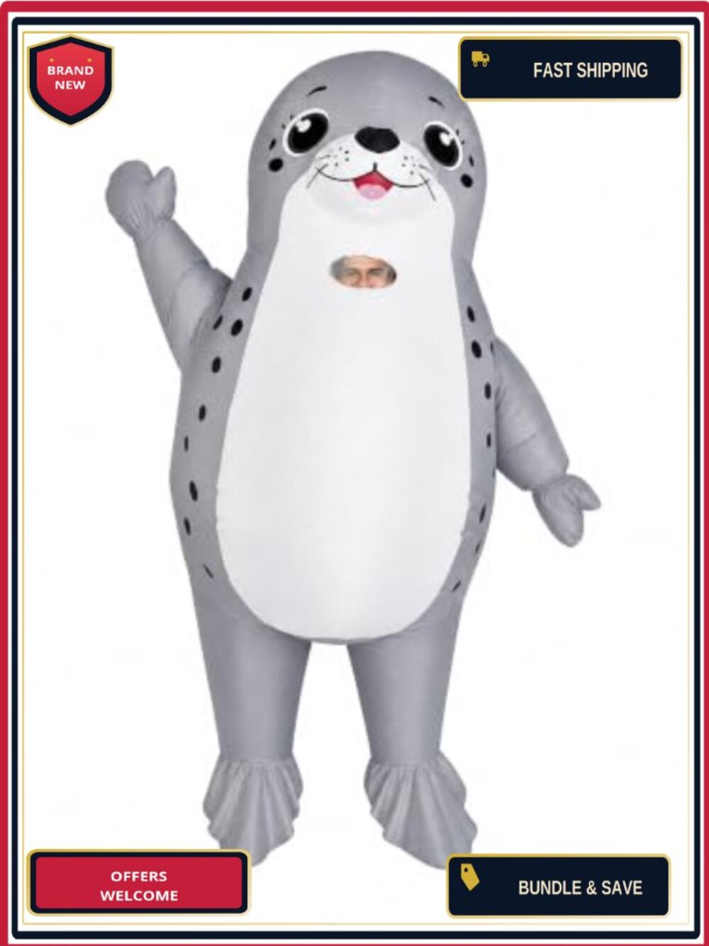 Inflatable Seal Costume Adult Funny Blow Up Suit Halloween Party